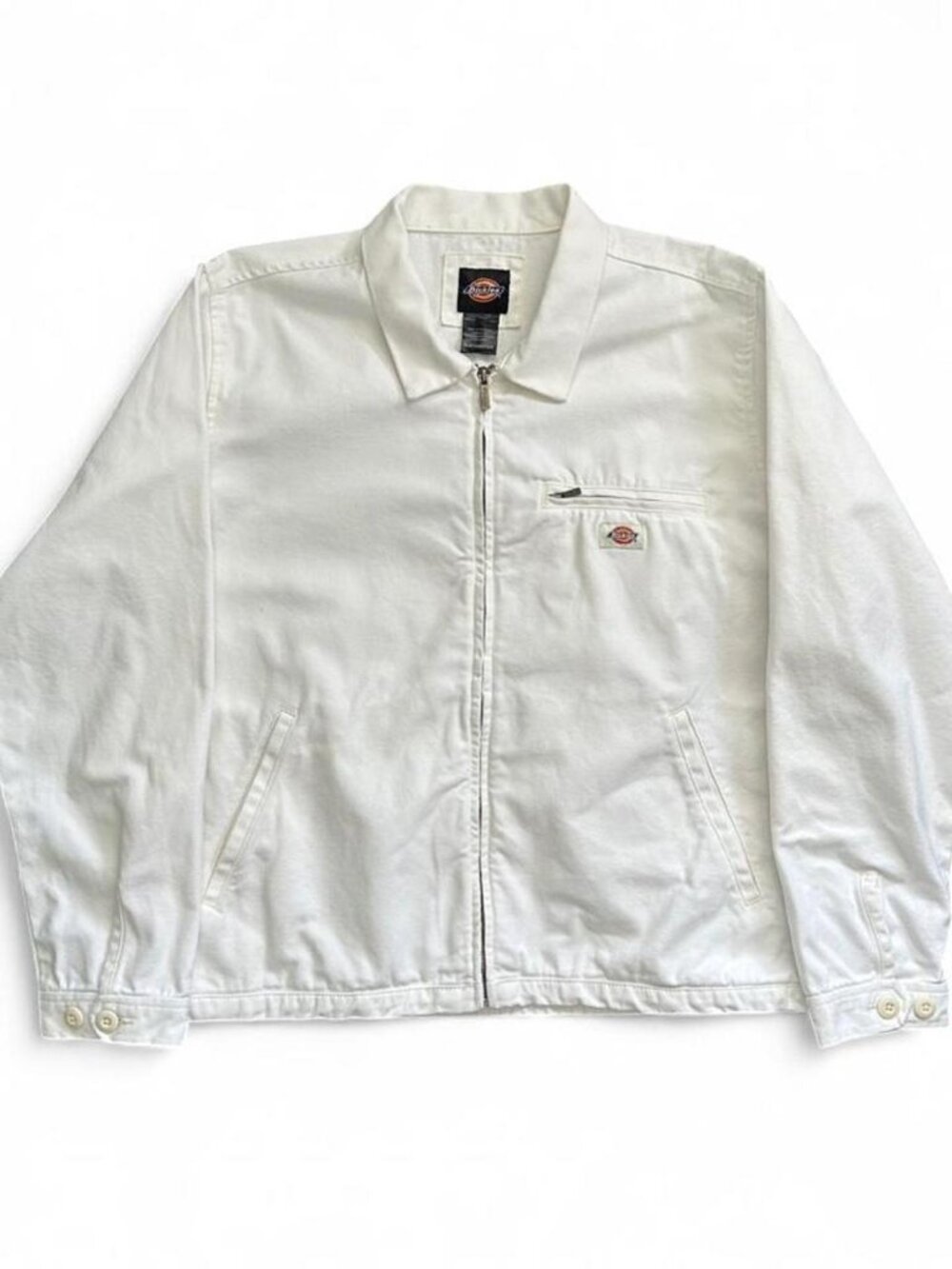 Dickies White Detroit Work Jacket Zip-Up Men's XL Canvas Workwear